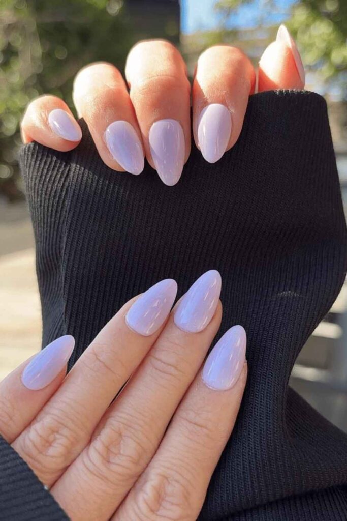 Soft Lavender Oval Nails, No Extras Needed