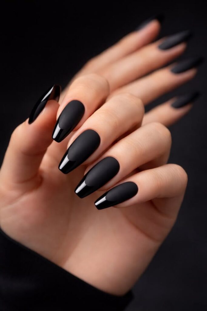 10 Simple Nail Designs for Beginners That Actually Look Expensive 6 Solid Black Nails, No Art Required