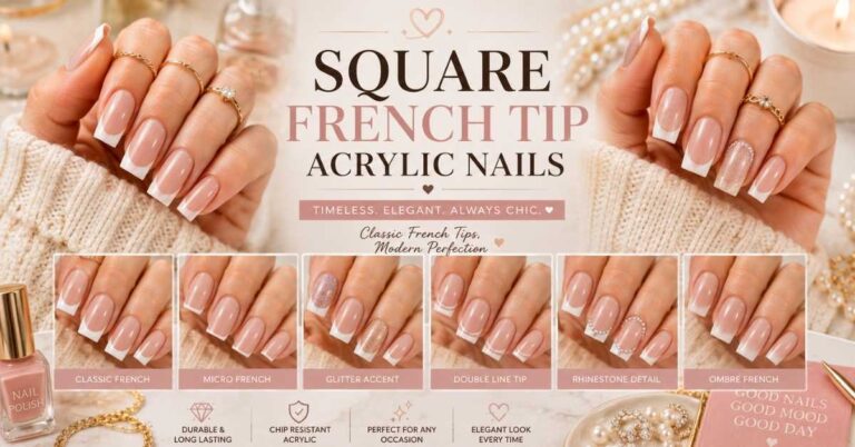 Square French Tip Acrylic Nails