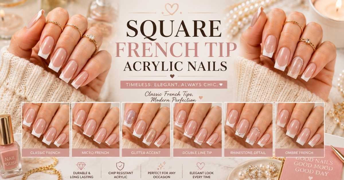 Square French Tip Acrylic Nails