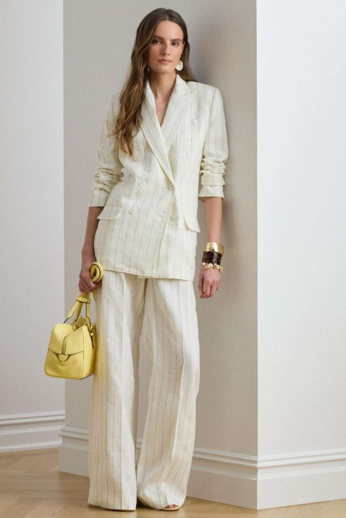 83 Curvy Girl Outfits That Look Effortlessly Chic (2026 Edit) 13 Striped Wide-Leg Linen Trousers with a Matching Linen Blazer