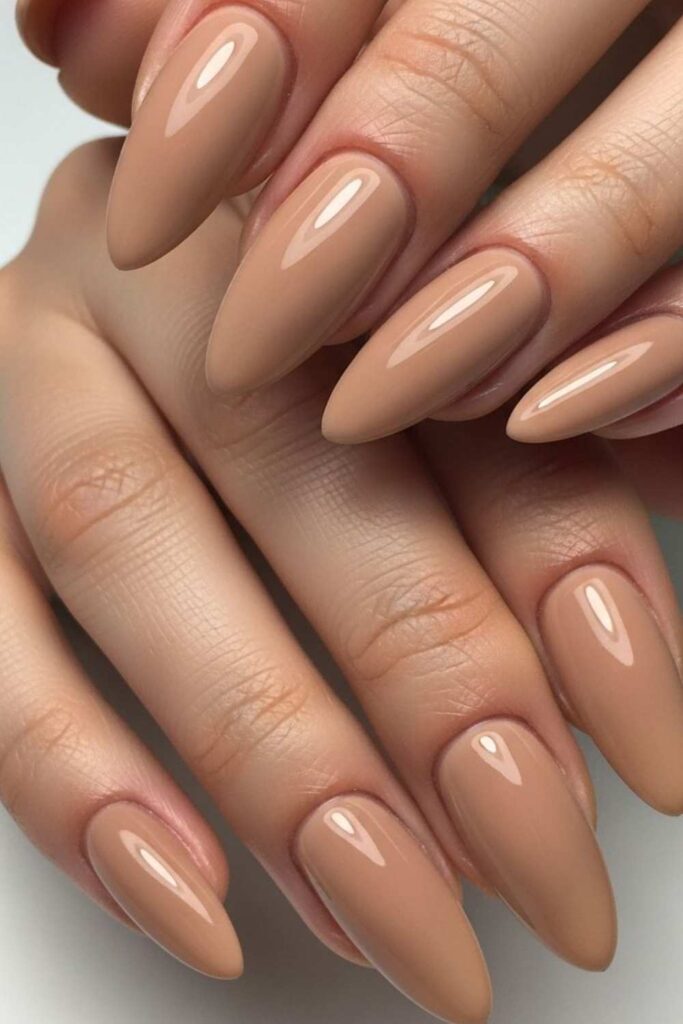 Warm Caramel Almond Shape with Cream Finish