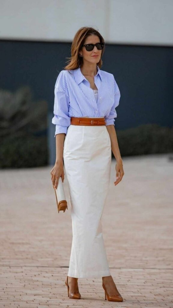 Cotton Poplin Shirt + Pencil Skirt