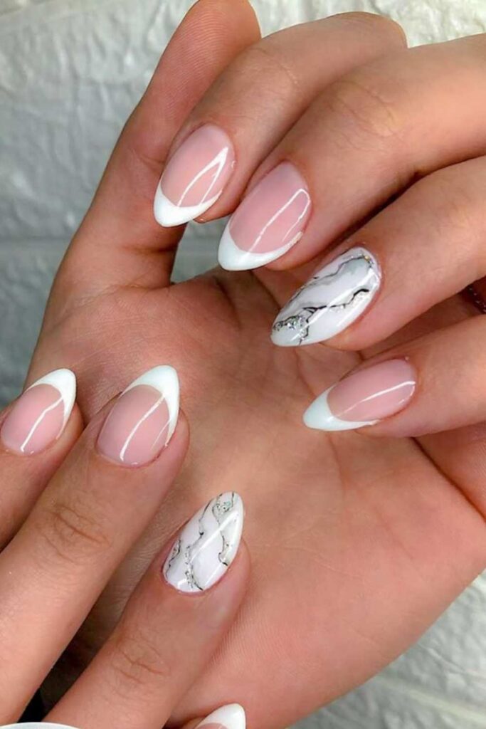 40 Best Marble Nail Art Ideas That Look Expensive But Are Easier Than You Think 6 French Tip Meets Marble White Marble Tips