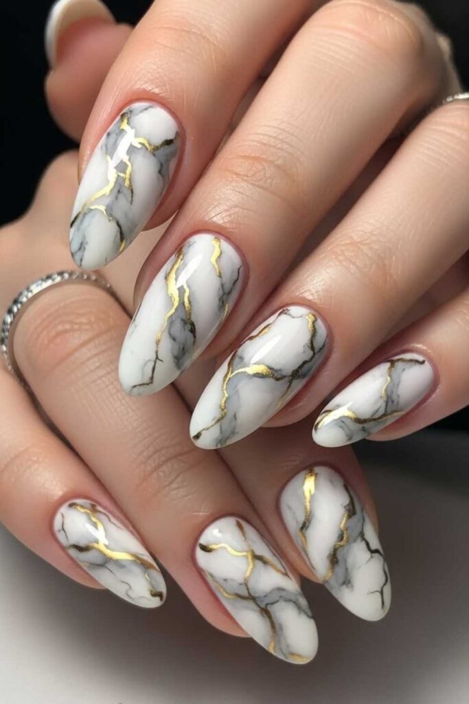 40 Best Marble Nail Art Ideas That Look Expensive But Are Easier Than You Think 18 Geometric Marble Stone Meets Structure