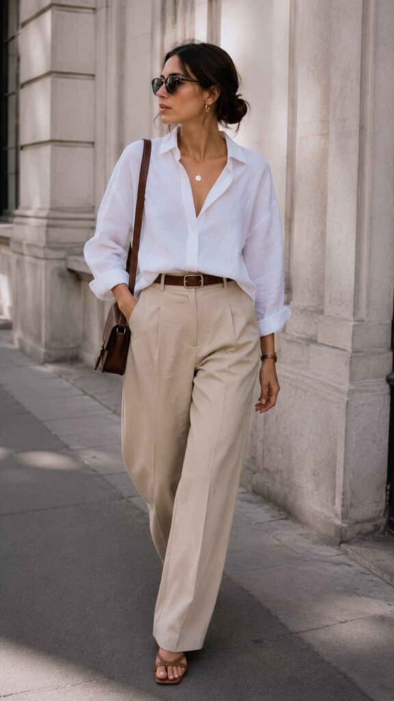 Linen Button-Down Shirt + Tailored Trousers