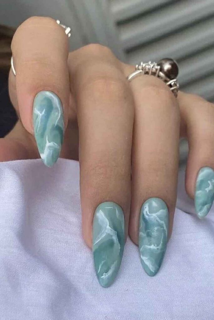 40 Best Marble Nail Art Ideas That Look Expensive But Are Easier Than You Think 12 Soft Aqua Marble Caribbean Stone Vibes