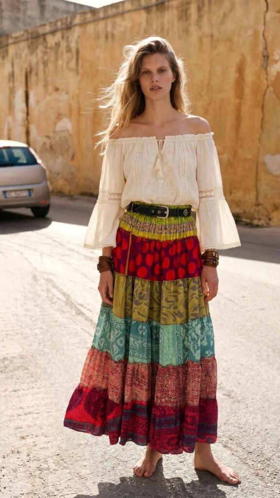 Statement Blouse + Printed Maxi Skirt