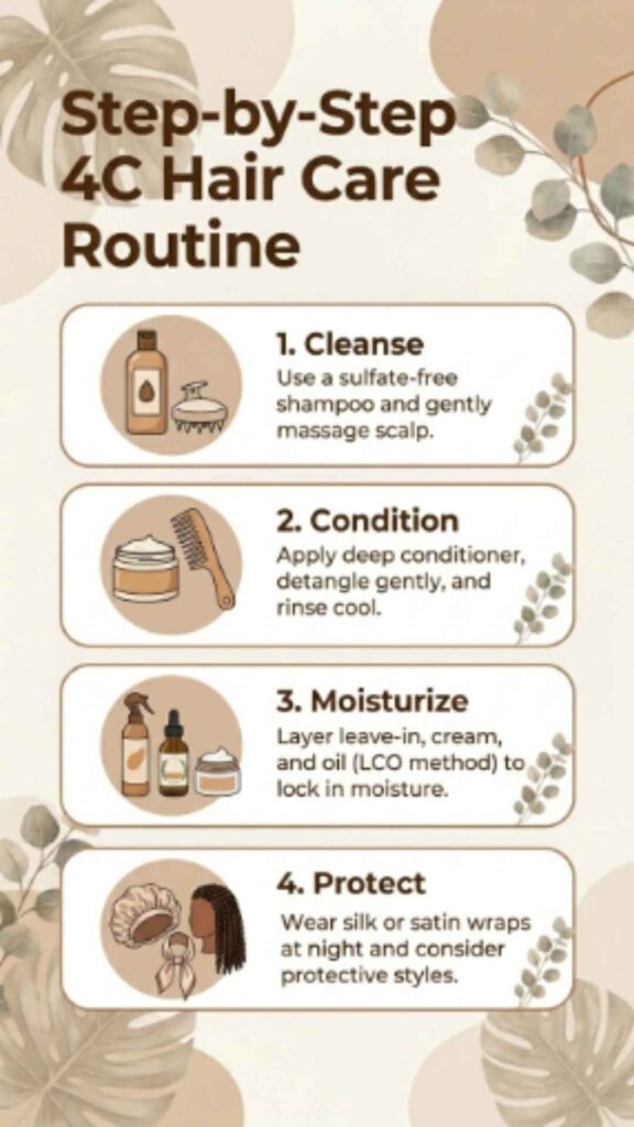 4C Hair Care: The Complete Guide to Healthy, Strong Curls 5 Step-by-Step 4C Hair Care Routine